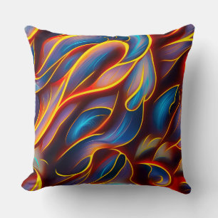 Abstract Swirl Blue Red Flames Throw Pillow