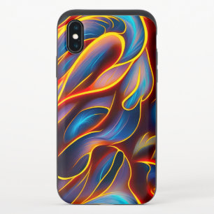 Abstract Swirl Blue Red Flames iPhone XS Slider Case