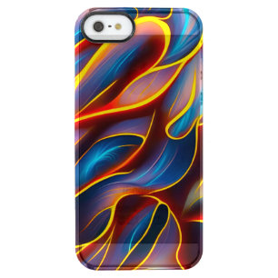 Abstract Swirl Blue Red Flames Clear iPhone SE/5/5s Case