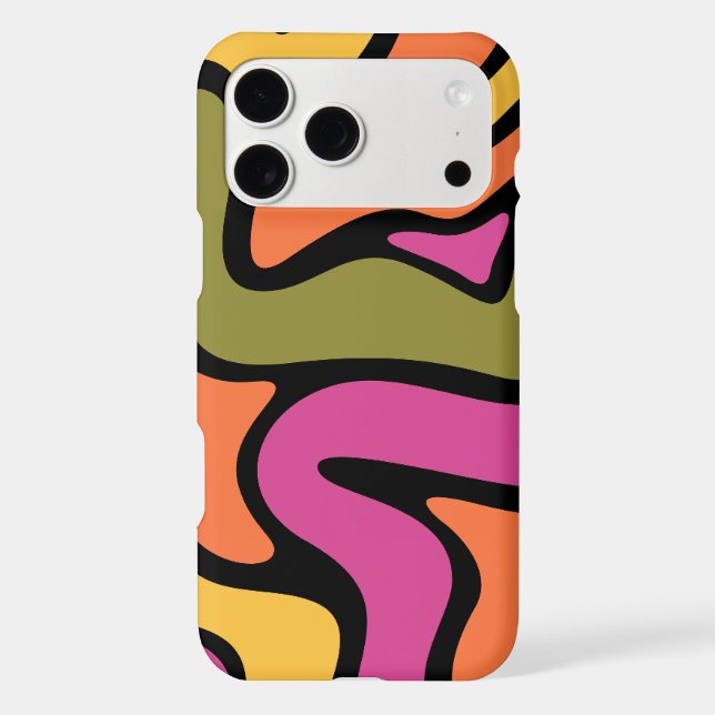 Abstract Swirl Bold Black Linework Funky Pattern i iPhone Case (Back)