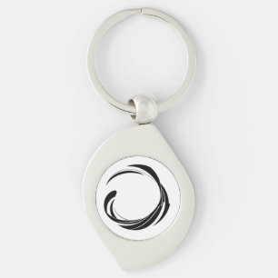 Abstract Swirl Circle Design – curved ring artwork Keychain