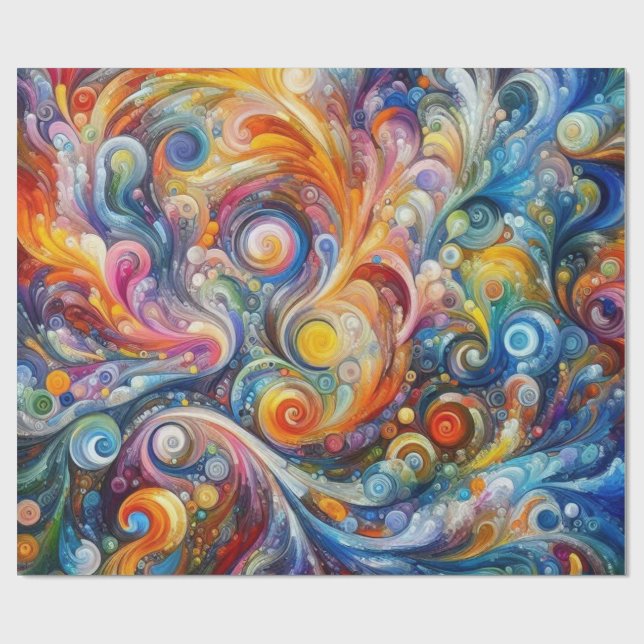Abstract Swirl Color Art Wrapping Paper (Flat)