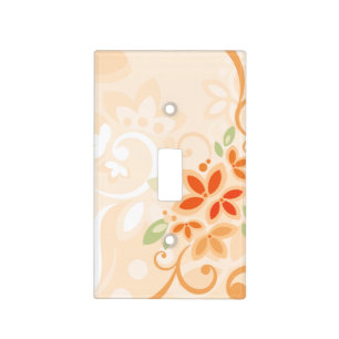 Abstract Swirl Floral Orange with Monogram Light Switch Cover