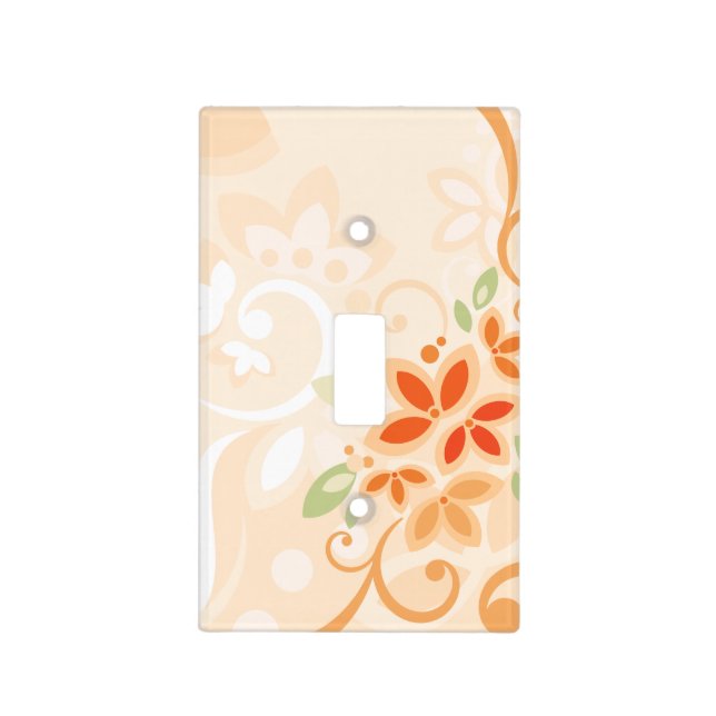 Abstract Swirl Floral Orange with Monogram Light Switch Cover (Front)