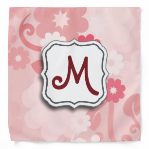 Abstract Swirl Floral Pink with Monogram Bandana