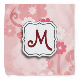Abstract Swirl Floral Pink with Monogram Bandana