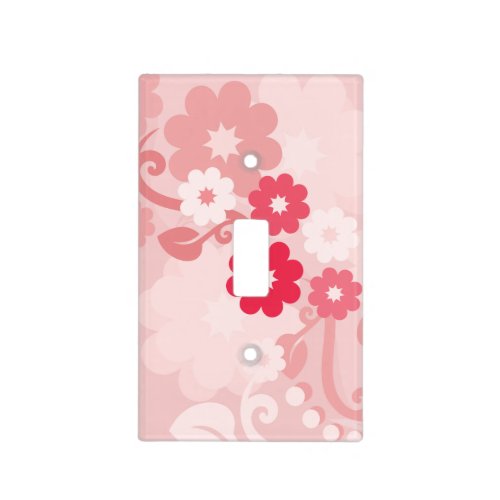 Abstract Swirl Floral Pink with Monogram Light Switch Cover