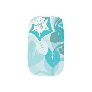 Abstract Swirl Floral Turquoise Minx Nail Art