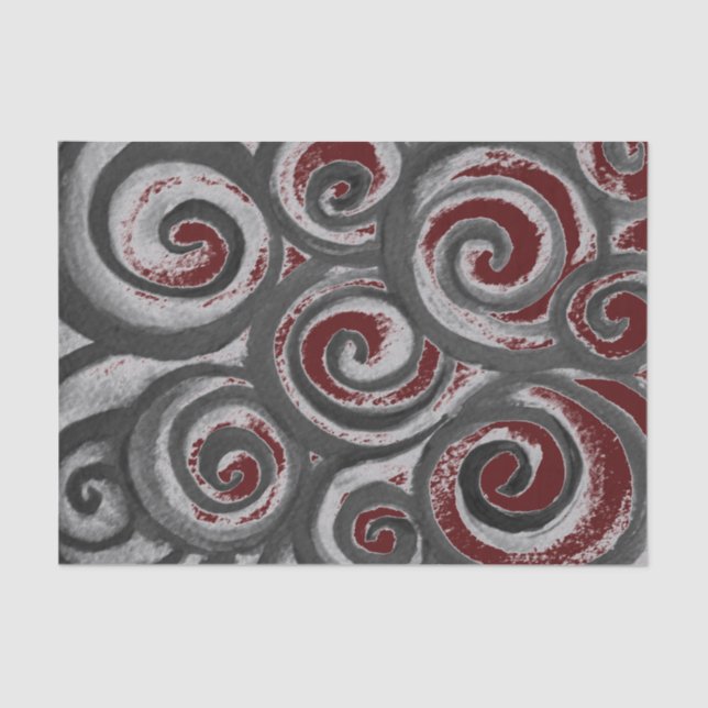 Abstract Swirl-Gray Maroon Tissue Paper (Front)
