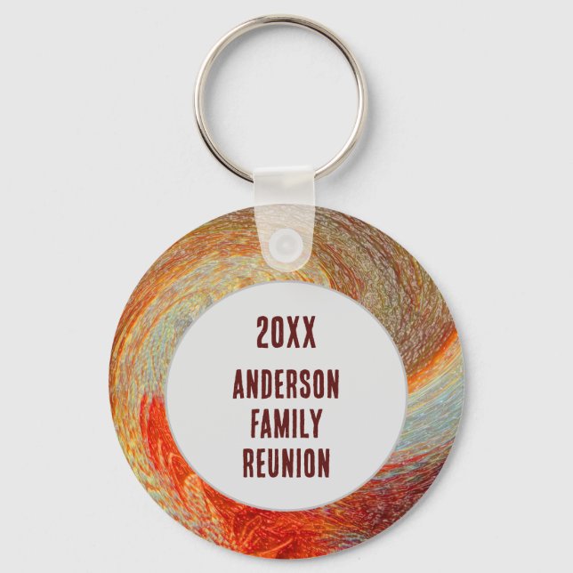 Abstract Swirl Groovy Annual Family Reunion Keychain (Front)