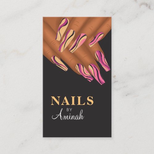 Abstract Swirl Hands Nail Artist Business Card
