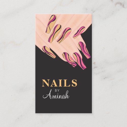 Abstract Swirl Hands Nail Artist Business Card