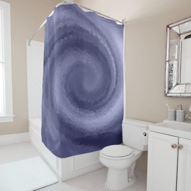 Abstract swirl liquid blue violet navy modern prin shower curtain (In Situ)