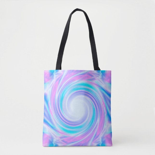 Abstract swirl liquid pastel purple colors print tote bag (Front)