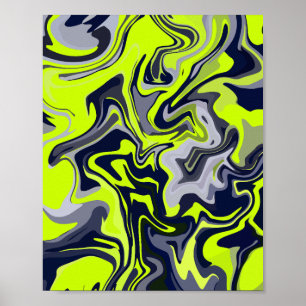 Abstract Swirl of Green, Gray, and Black Poster