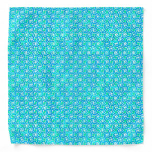 Abstract Swirl pattern - Blue, Jade green & White Bandana
