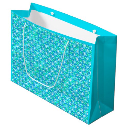 Abstract Swirl pattern _ Blue Jade green  White Large Gift Bag