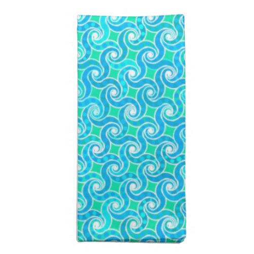 Abstract Swirl pattern _ Blue Jade green  White Napkin