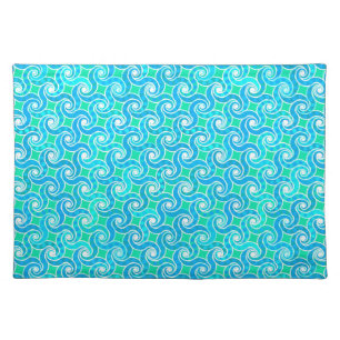 Abstract Swirl pattern - Blue, Jade green & White Placemat