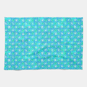 Abstract Swirl pattern - Blue, Jade green & White Towel