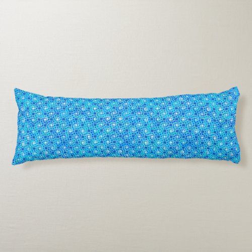 Abstract swirl pattern _ blue turquoise  white body pillow