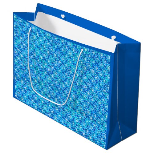 Abstract swirl pattern _ blue turquoise  white large gift bag
