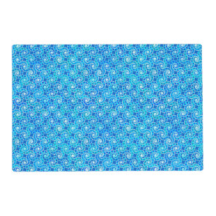 Abstract swirl pattern - blue, turquoise & white placemat