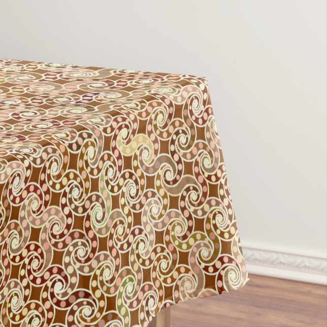 Abstract swirl pattern - shades of brown tablecloth (In Situ)