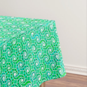 Abstract swirl pattern - shades of jade green tablecloth