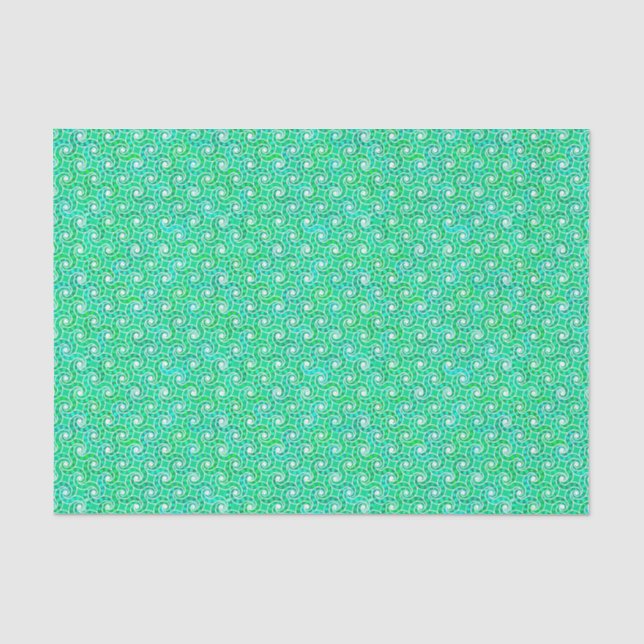 Abstract swirl pattern - shades of jade green tissue paper (Front)