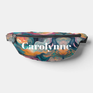 Abstract Swirl Pattern White Text Fanny Pack