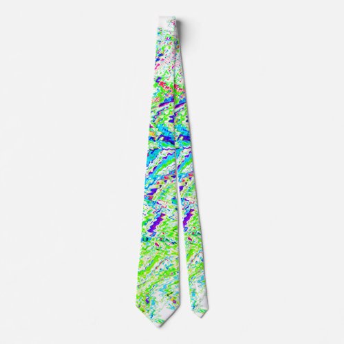 Abstract Swirl Patterns Colorful Green Blue White Neck Tie