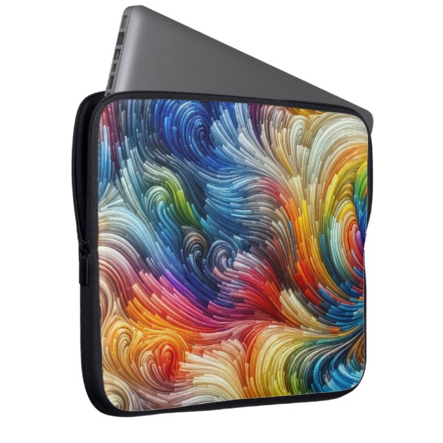 Abstract Swirl Spectrum Design Laptop Sleeve (Front Right)