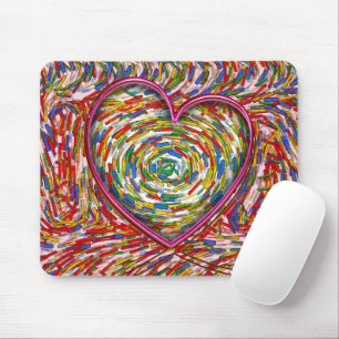 Abstract Swirl Sprinkles Heart Mouse Pad