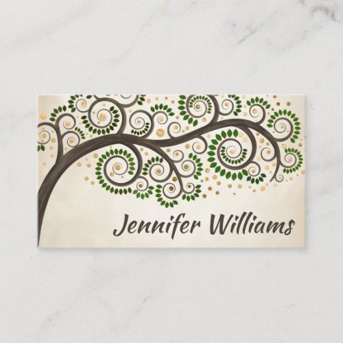 Abstract swirl tree branch business card