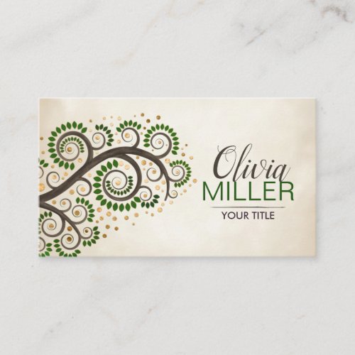 Abstract swirl tree branch business card