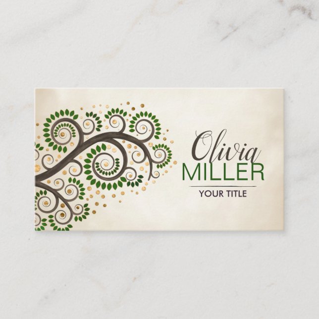Abstract swirl tree branch business card (Front)