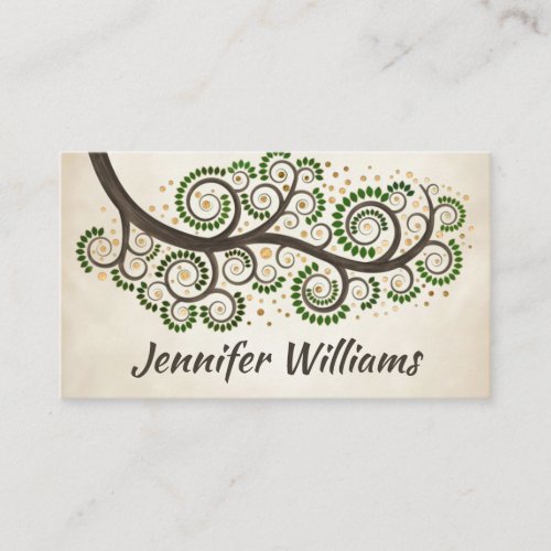 Abstract swirl tree branch business card