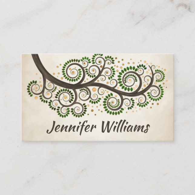 Abstract swirl tree branch business card (Front)