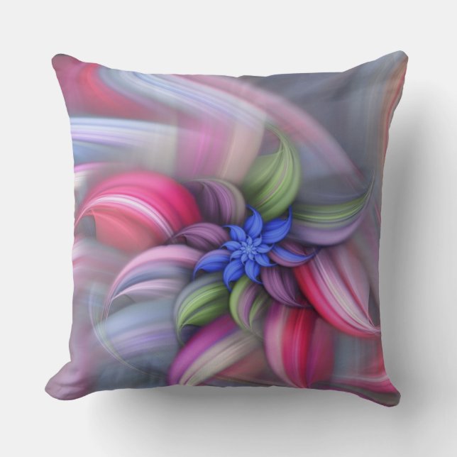 Abstract swirling flower throw pillow (Front)