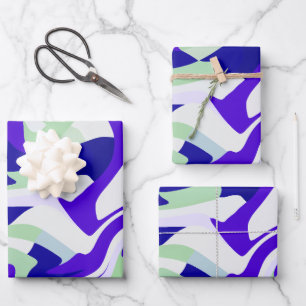 Abstract Swirling Pattern in Cool Tones Wrapping Paper Sheets
