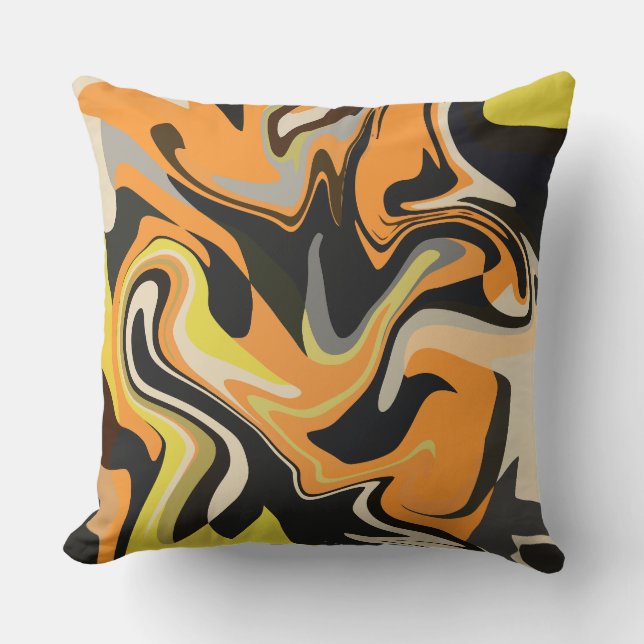 Abstract Swirling Pattern in Earthy Tones Throw Pillow (Front)