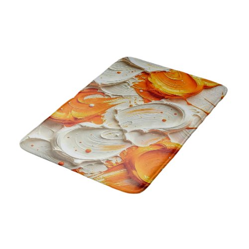 Abstract Swirling Teal and Orange Glossy Fluid Spl Bath Mat