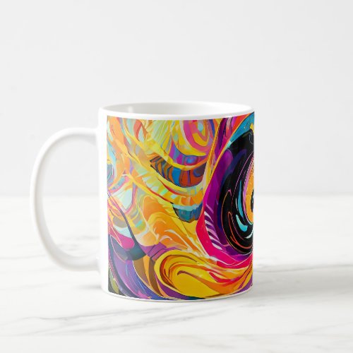Abstract swirls 70s style pattern mug