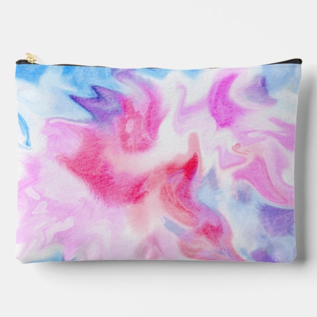 Abstract Swirls Blue, Pink, and Purple Accessory Pouch (Front)