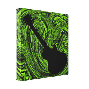 Abstract Swirls Guitar Canvas Print, Green