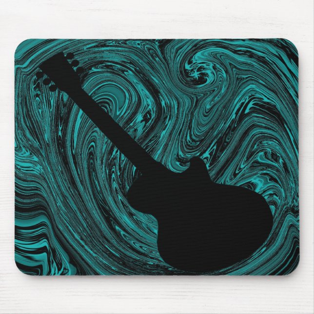 Abstract Swirls Guitar Mousepad, Teal Mouse Pad (Front)