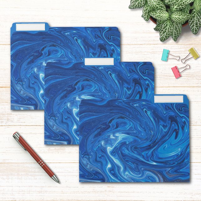 Abstract Swirls in Blue Tones Popular Custom File Folder (Creator Uploaded)