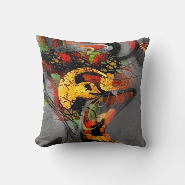 Abstract swirls painting throw pillow (Front)