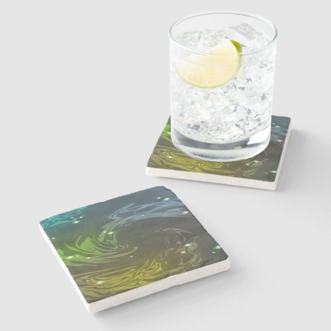 Abstract Swirls Stone Coaster (Side)